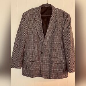 Petrocelli Sports Coat Jacket Men’s 48R Black White Tweed Wool Cashmere Blend